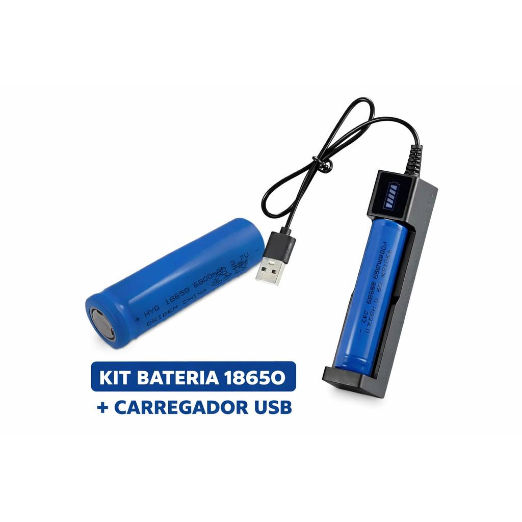 kit carregador Usb com 1  Bateria 18650 3,7v 4,2v  para lanternas mini ventilador e microfone