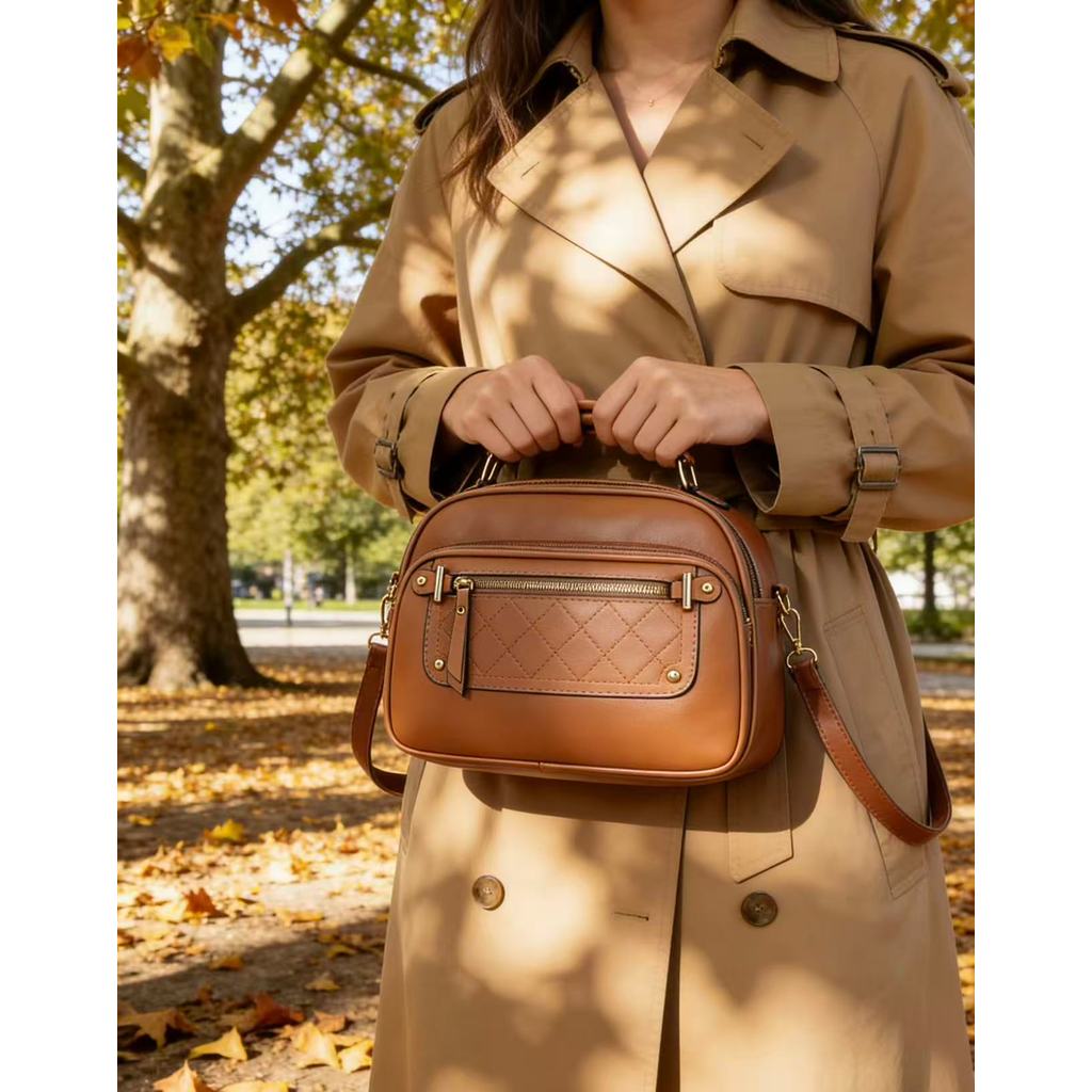 Bolsa Feminina Com Alça Lateral Transversal Faixa de Mão De Couro V2332 AMY