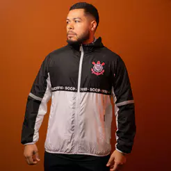 Corta Vento Corinthians Tape Preto/Branco