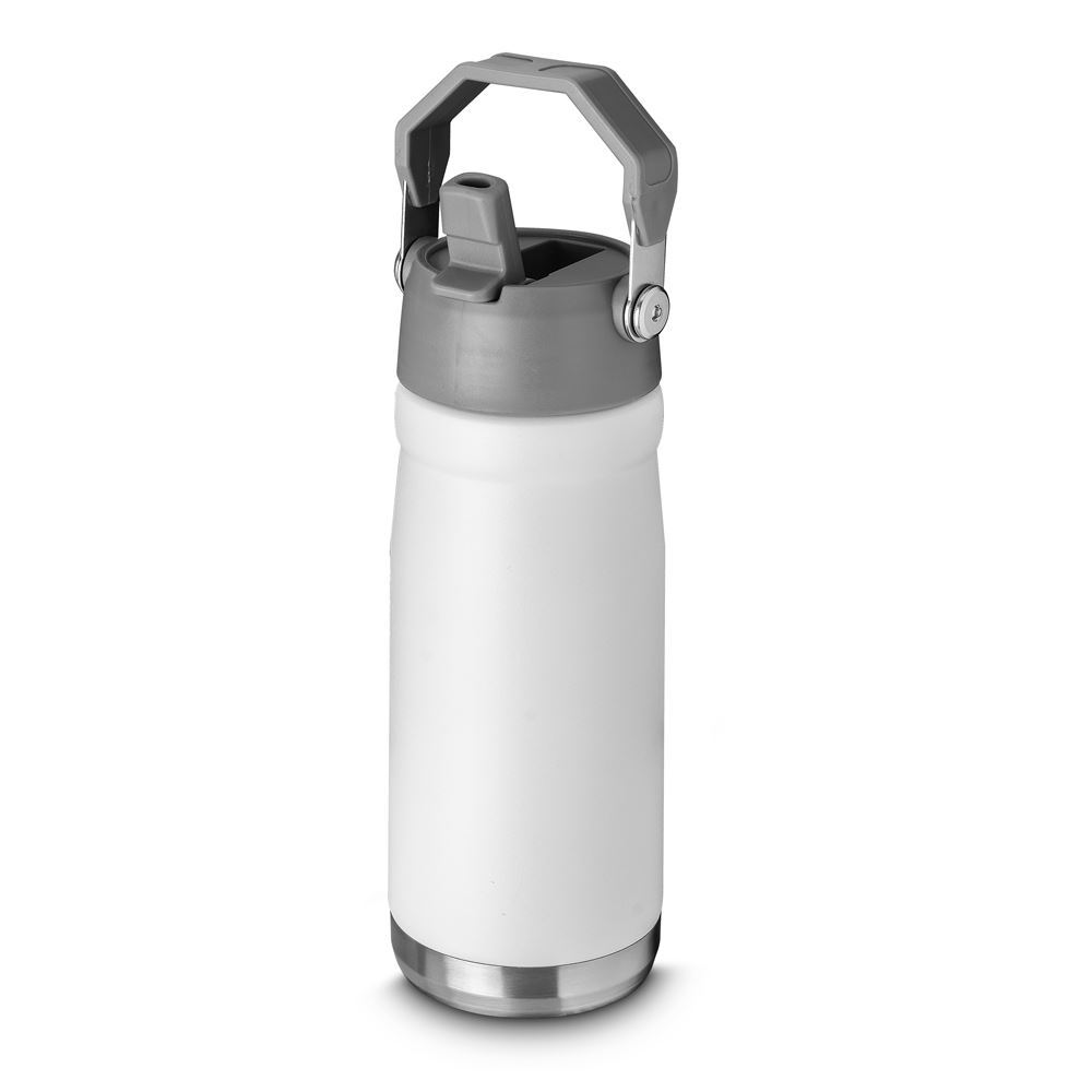 Garrafa Térmica Aço Inox 650ml com Alça e Bico Branco Squeeze Térmico Água Café Academia