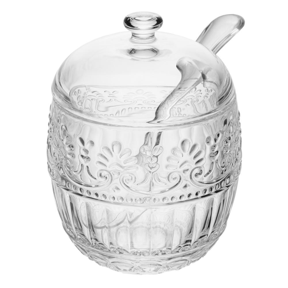 Açucareiro com Colher Mauve 8,5cm Cristal Wolff para Açúcar Mesa Posta Café Chá Servir Elegante Cozinha Casa Praticidade