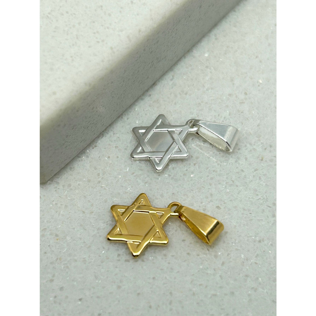 Pingente Estrela de Davi Ouro 18k Prata 925 Antialérgico Não Escurece Feminino Masculino Alta Durabilidade Unissex