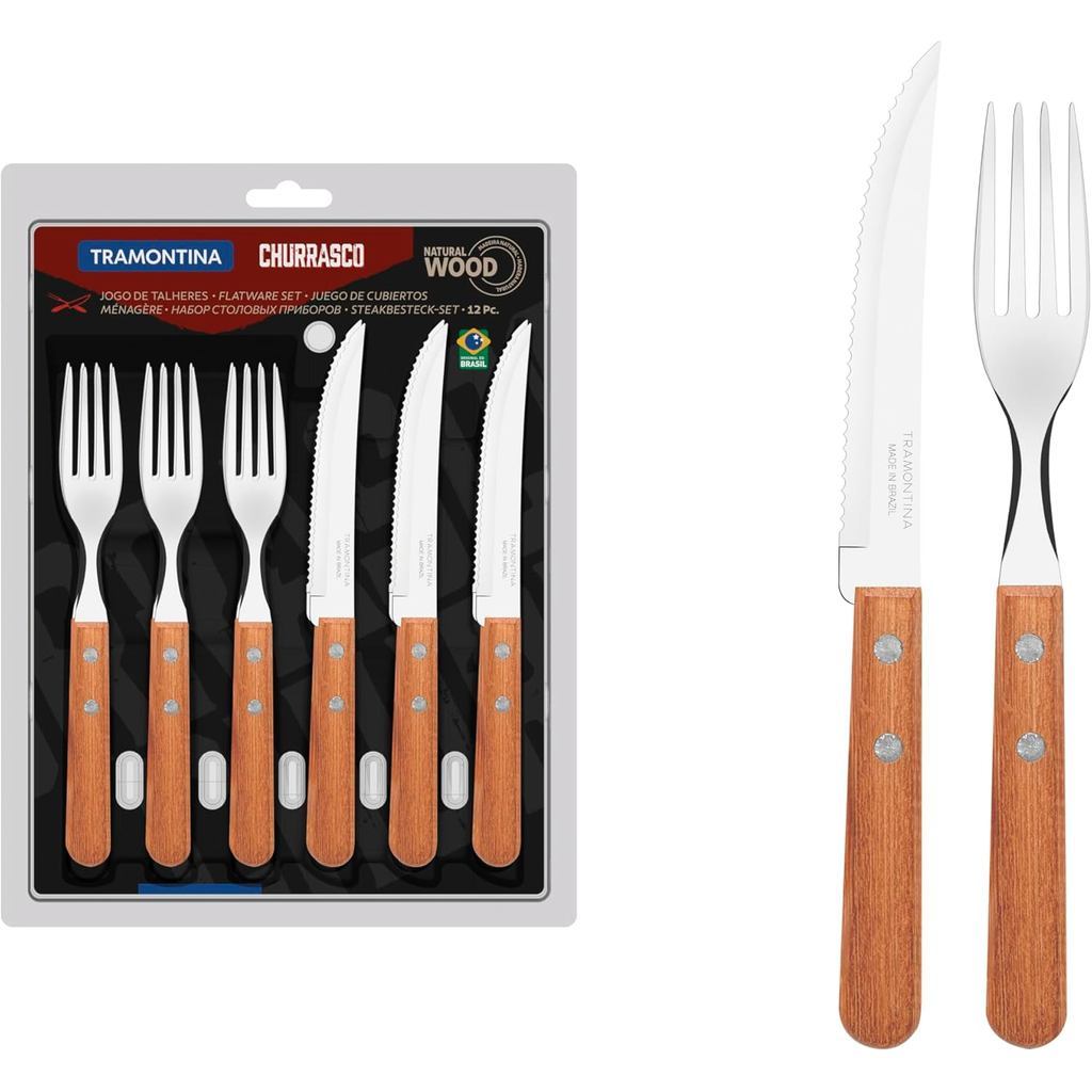 Kit Churrasco 12 Peças Tramontina Dynamic - Faca com Fio de Verdade