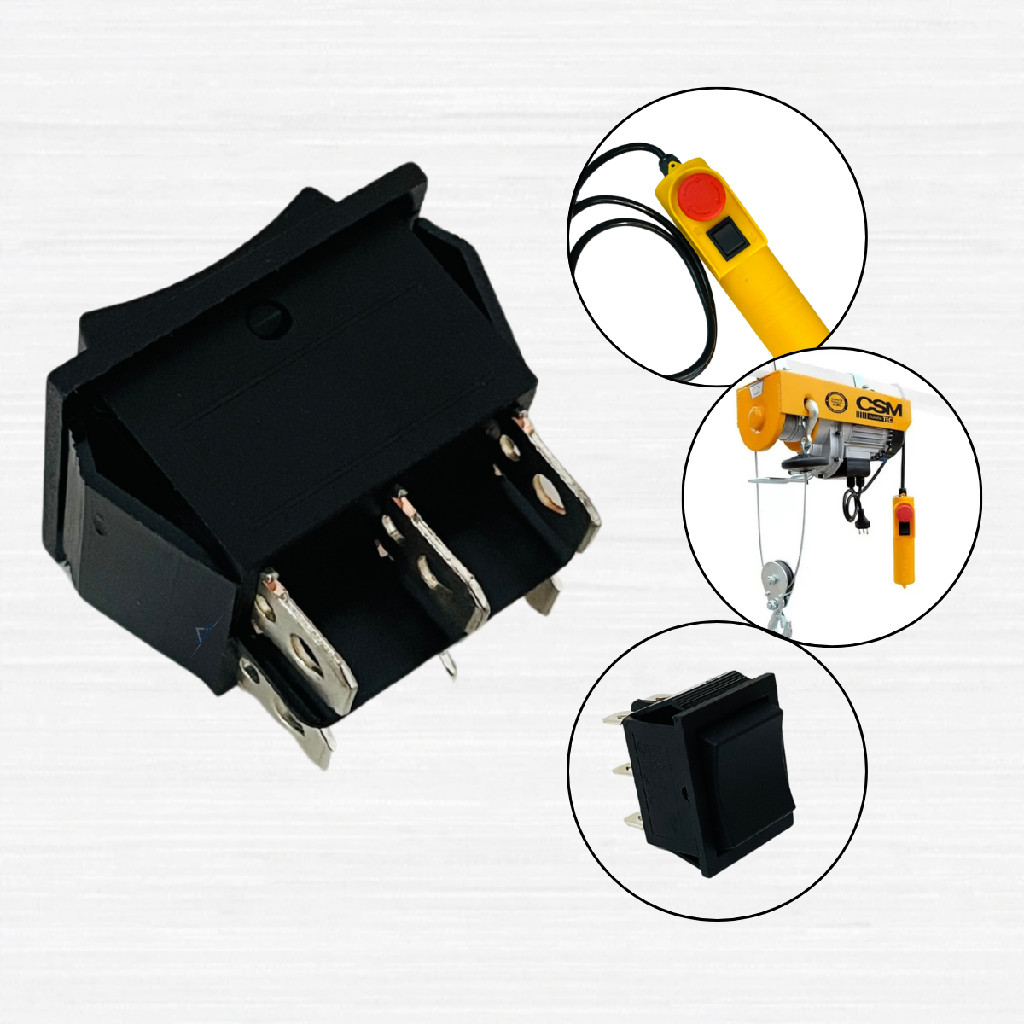 Interruptor Chave Botão Para Talhas E Guinchos Elétricos - Botão Sobe/Desce Modelo: KCD4 6 Terminais
