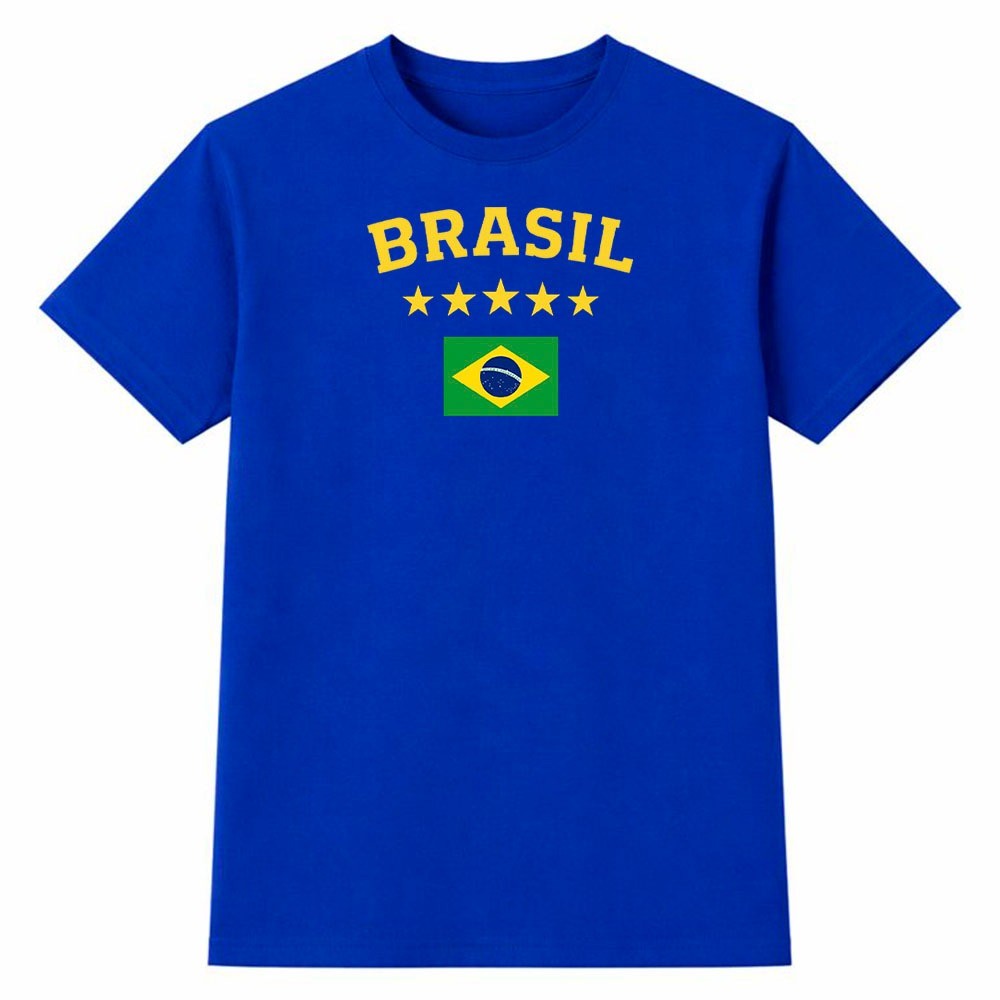 Camiseta Feminina 100% Algodão Camisa Brasil Pentacampeão Estrelas Copa do Mundo Futebol Modal