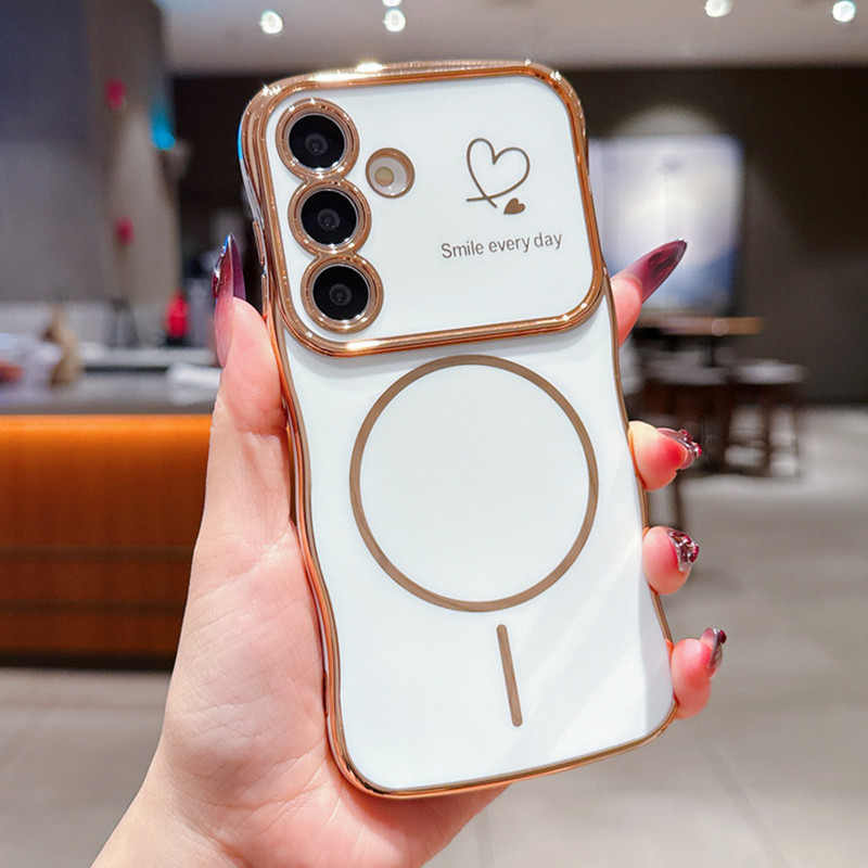 Onda Chapeamento Coração Caso Magnético Para Samsung Galaxy A57 A37 A56 A36 A55 A35 A27 A26 A17 A16 A15 A14capa De Carga