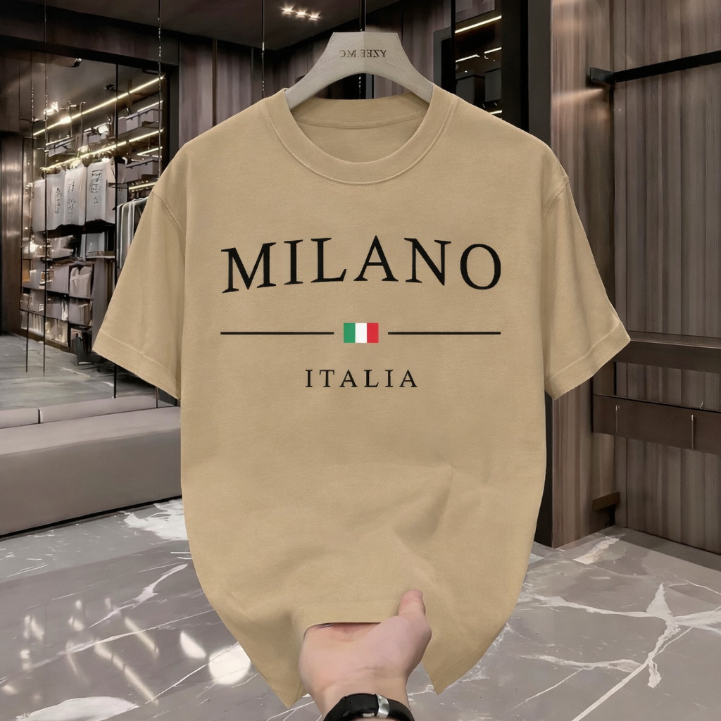 Detalhes do Camiseta T-Shirt 100% Algodão Estampada Milano Itália Estilo Casual