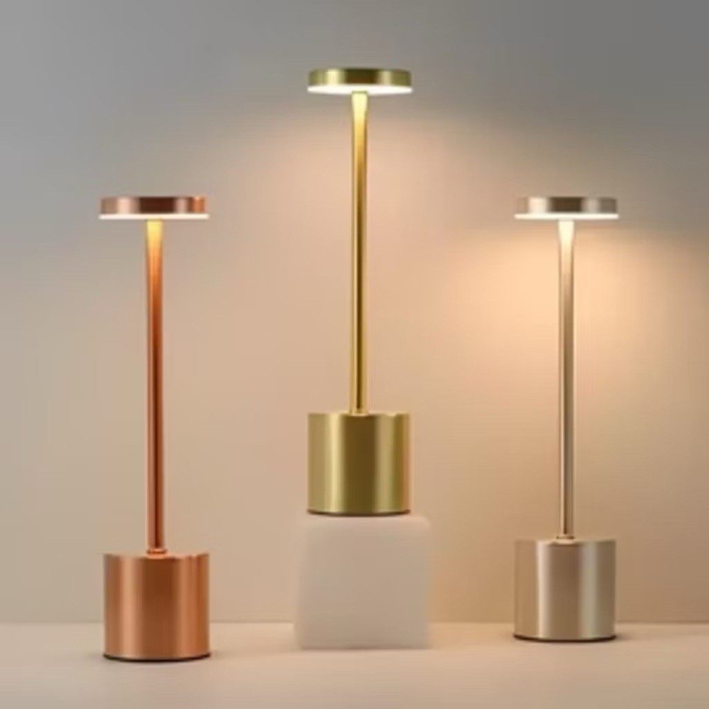 Luminária Abajur de Mesa Candeiro Dumbbell Touch de Quarto Luxuosa 3 Tons de Led