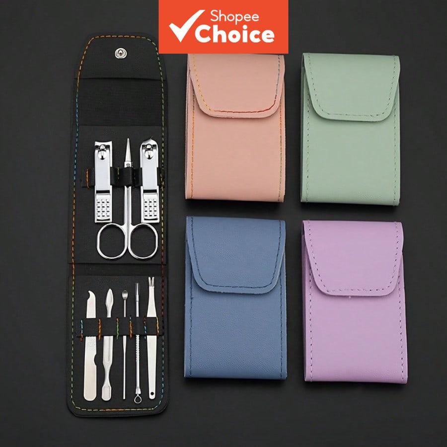 4/8 Peças Cortador De Unhas De Aço Inoxidável , Lixa De Unha , Palheta De Orelha , Bolsa Dobrável , Conjunto De Ferramen