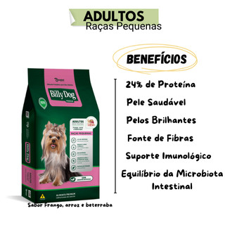 RAÇÃO BILLY DOG PREMIUM ADULTOS RAÇAS PEQUENAS 10,1KG.
