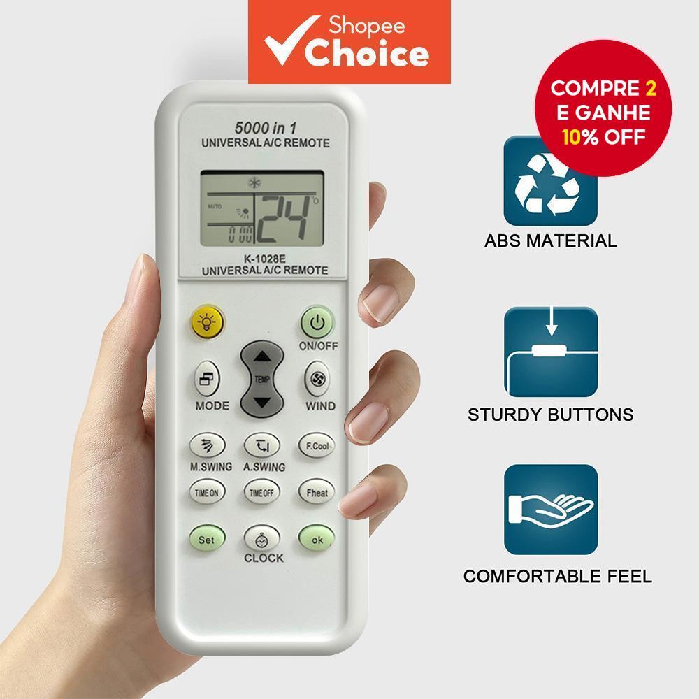 Controle Remoto Universal para Ar Condicionado 5000 em 1 para LG, Gree, Midea, Toshiba, Haier, Daikin, Hitachi, Sharp,