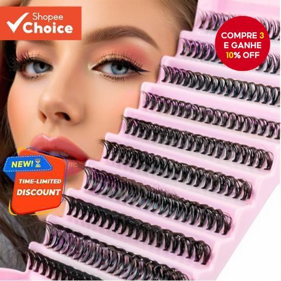 Kit De Extensões De Cílios Encaracolados D Fofos-Tufos DIY De 200 Peças 8-16 Mm