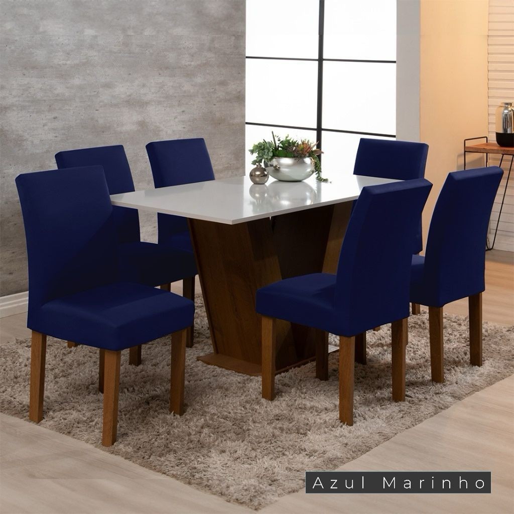 Kit Capa de cadeira 2 4 6 8 Peças Mesa de Jantar Malha em Gel com Elástico Ajustável Promoção