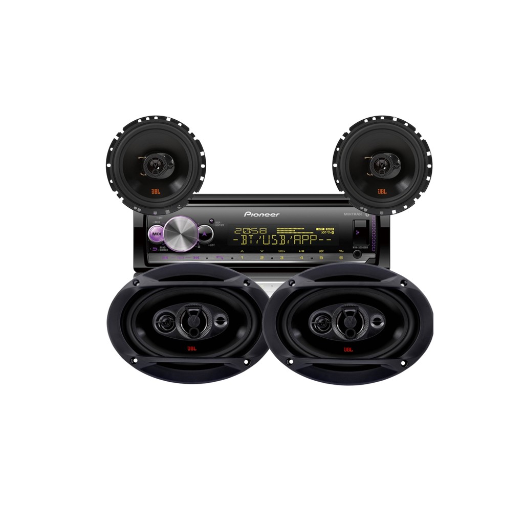 Radio Som Automotivo Pioneer Mvh X3000br Bt + 4 Alto Falante Jbl 6 e 6x9 Polegadas Flex