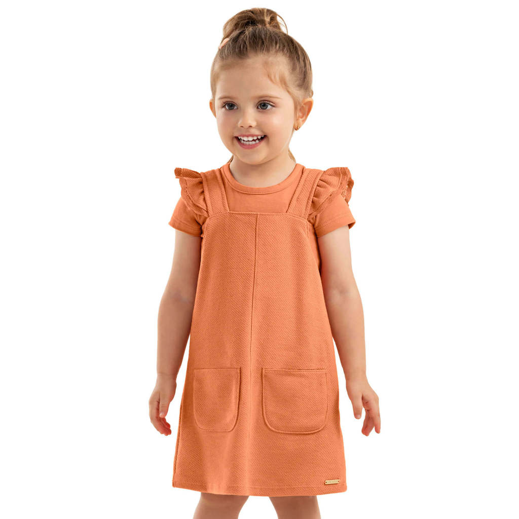 Conjunto Infantil Menina Blusa e Salopete Colorittá Laranja