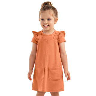 Conjunto Infantil Menina Blusa e Salopete Colorittá Laranja em Oferta na Shopee