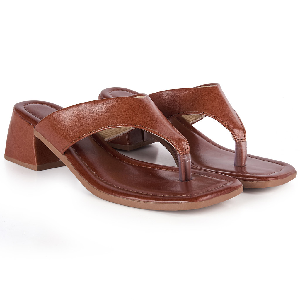 Tamanco Feminino de Dedo Salto 5cm Bloco Médio Bico Quadrado Conforto Sandália Macia — imagem 2 de 2