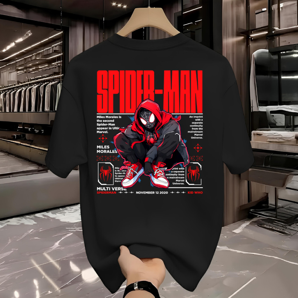 Camiseta Streetwear Confortável Camisa Spider Man Tendência Estampa T-shirt 100% Algodão Unissex