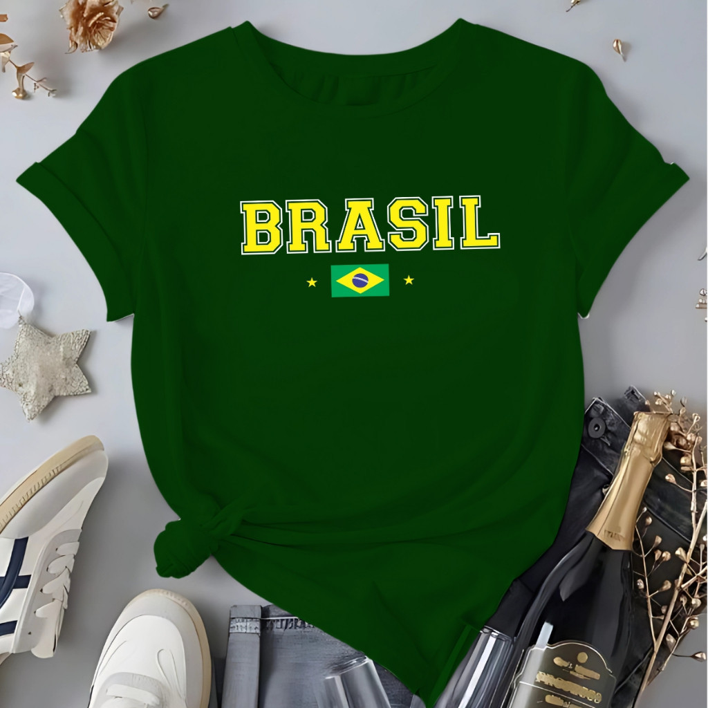 Camiseta Brasil 2026 Futebol Copa Mundo Unissex Estampa Seleção Brasileira Algodão 100%