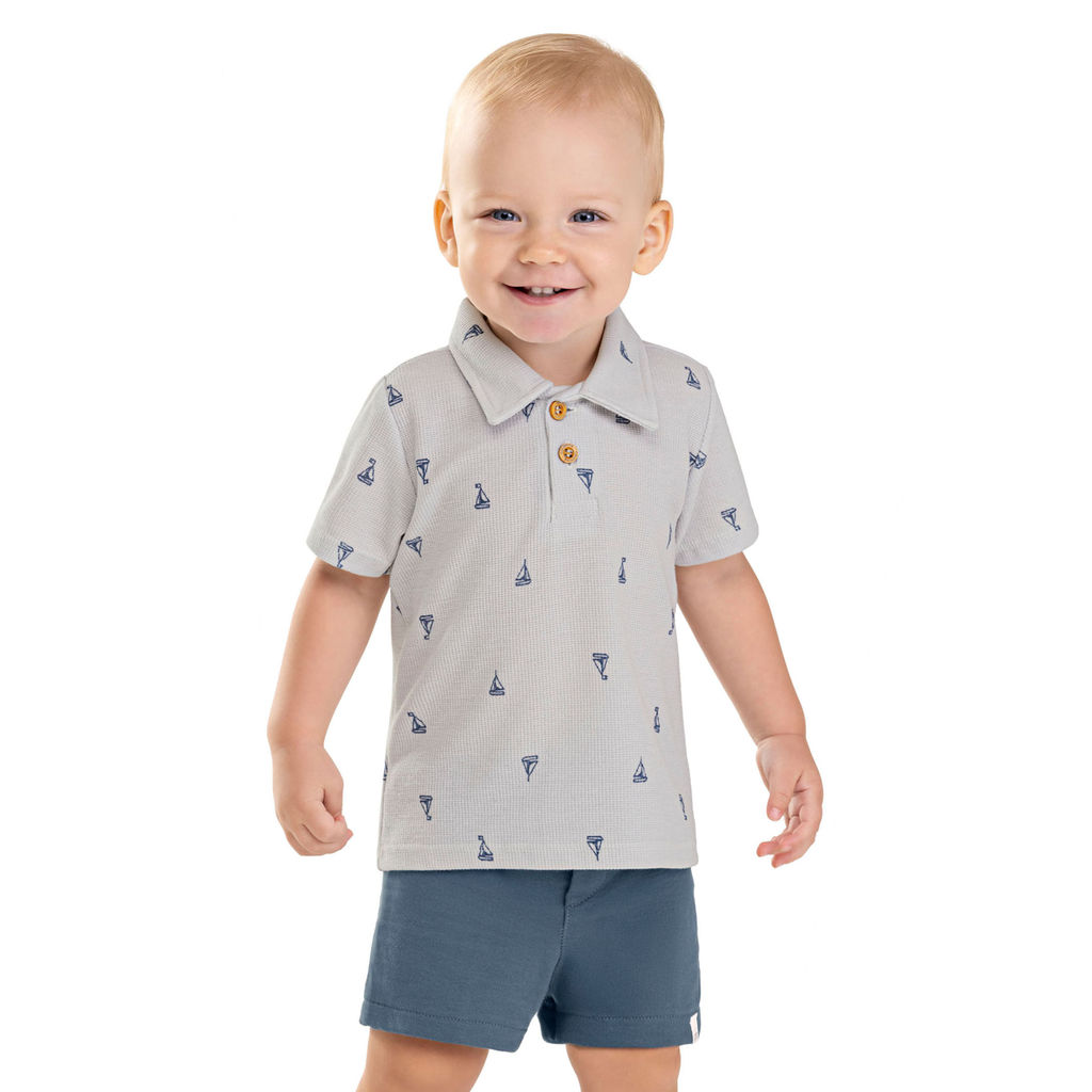 Conjunto Bebê Menino Polo Náutico Colorittá Cinza