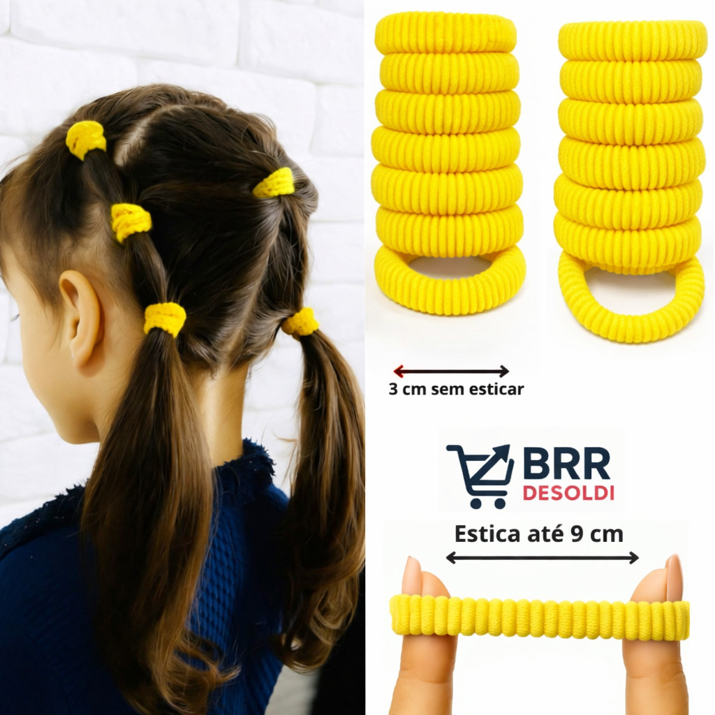 180 Xuxinhas na cor Amarelo | Rabico Delta | Xuxinha de Cabelo | Elastico | em Oferta na Shopee