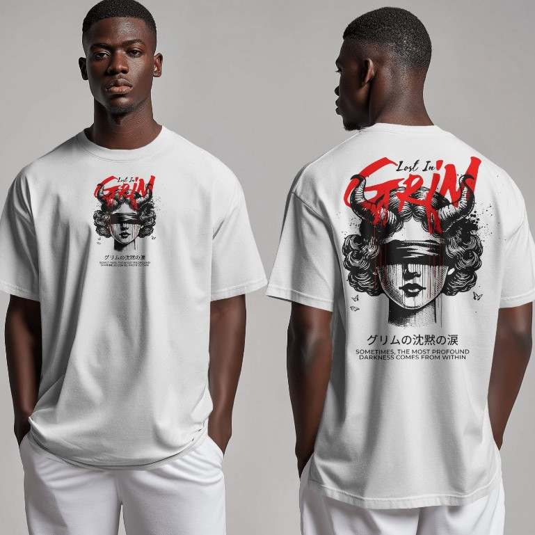 Camiseta Masculina Blusa Oversized Streetwear Lost In Grin Treino Academia 100% Algodão Lançamento