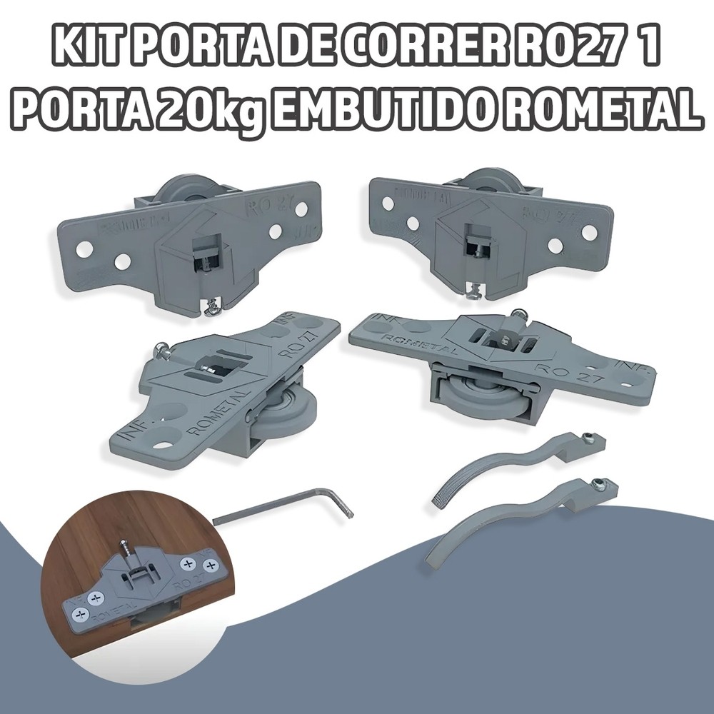 KIT PORTA DE CORRER RO27 1 PORTA 20KG EMBUTIDO 1 UN ROMETAL