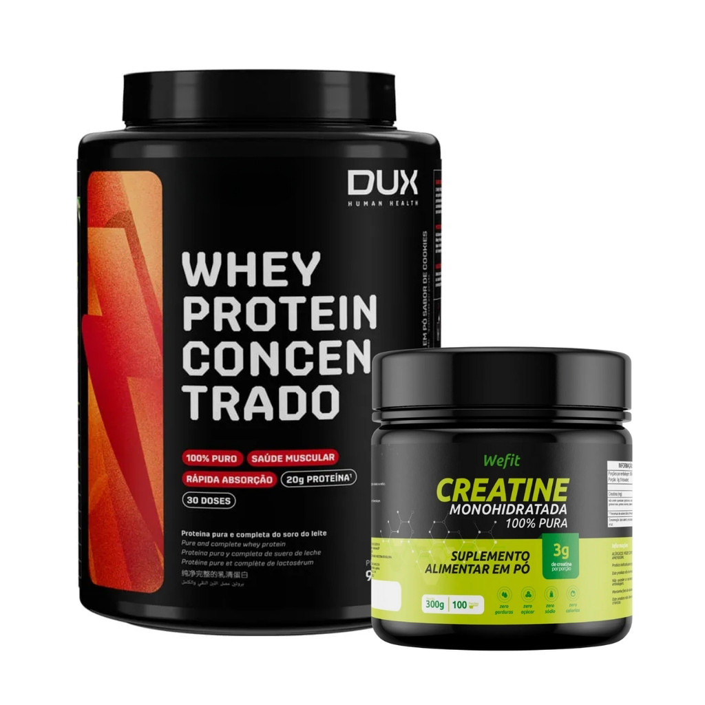 Whey Protein Pote 900g Dux+Creatina Monohidratada 300g WeFit
