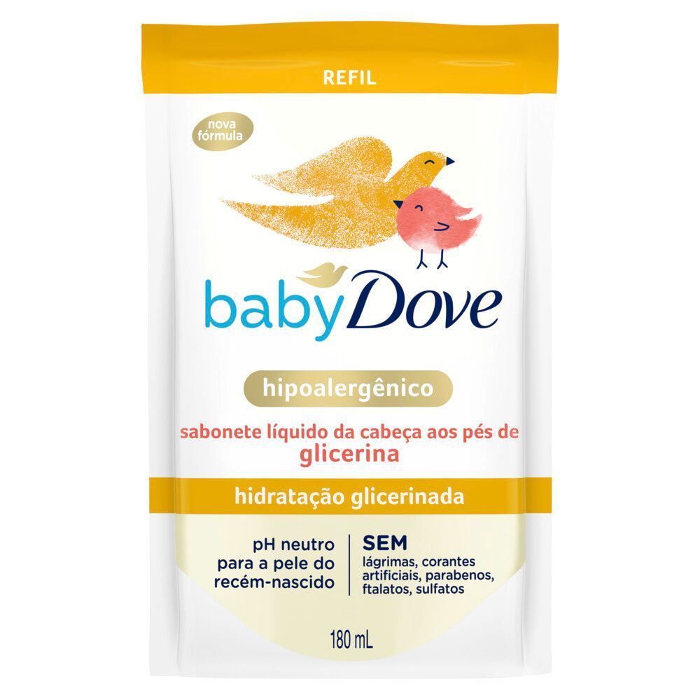 Sabonete Líquido Dove Baby Refil Hidratação Glicerinada 180ml em Oferta na Shopee