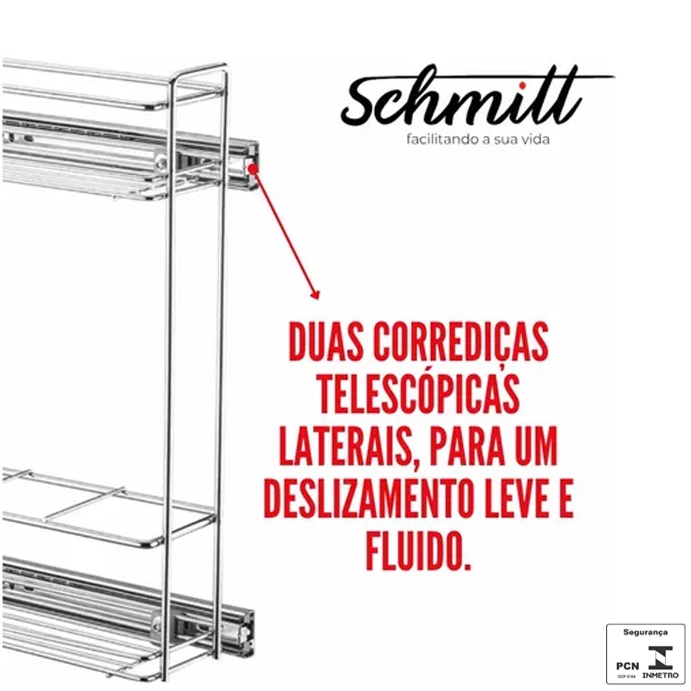 Porta Latas 2 Prateleiras Cromado S/ Trilho Telescópico