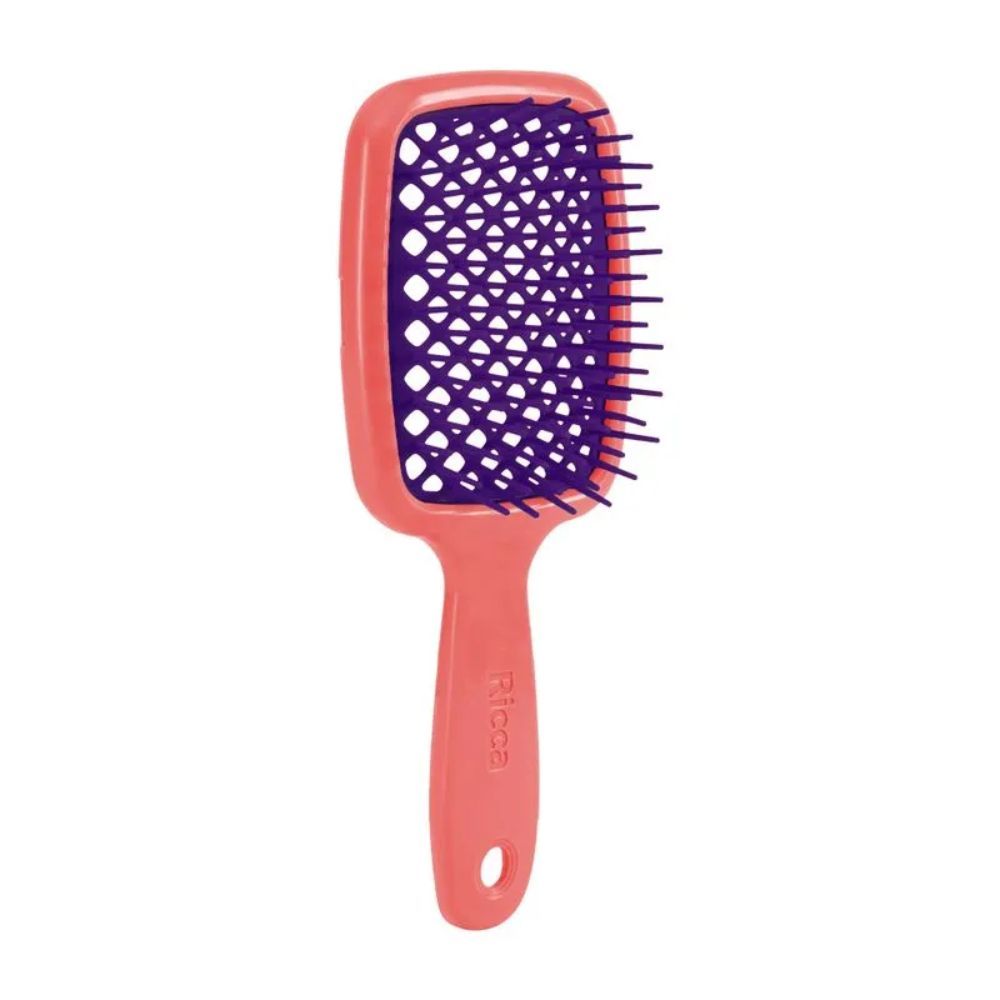 Escova Para Cabelo Ricca Flex Go Mini Coral com Capa Protetora em Oferta na Shopee