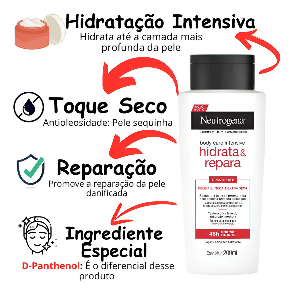 Loção Creme Hidratante Neutrogena Hidrata E Repara 200ml
