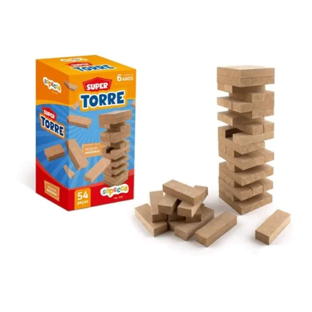Jogo Infantil Super Torre 54 Peças Sopecca - TE002