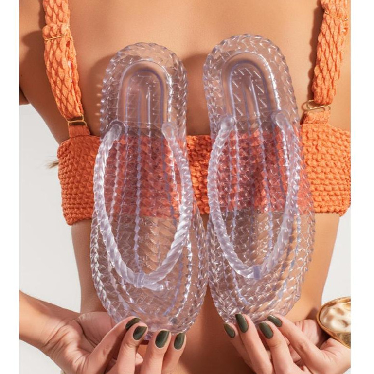 Chinelo Dedo Feminino jelly Marrocos Nuvem transparente Confortável LANÇAMENTO VERÃO tendência