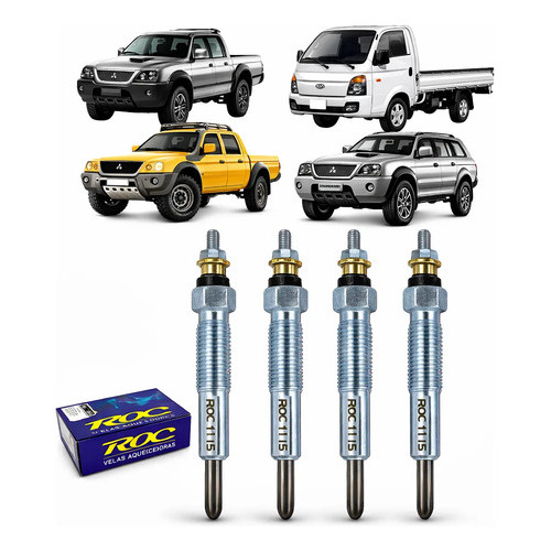 Jogo Vela Aquecedora L200 2.5 Sport Hpe Outdoor 2003 A 2011 HR K2500 Kit Com 4 Unidades