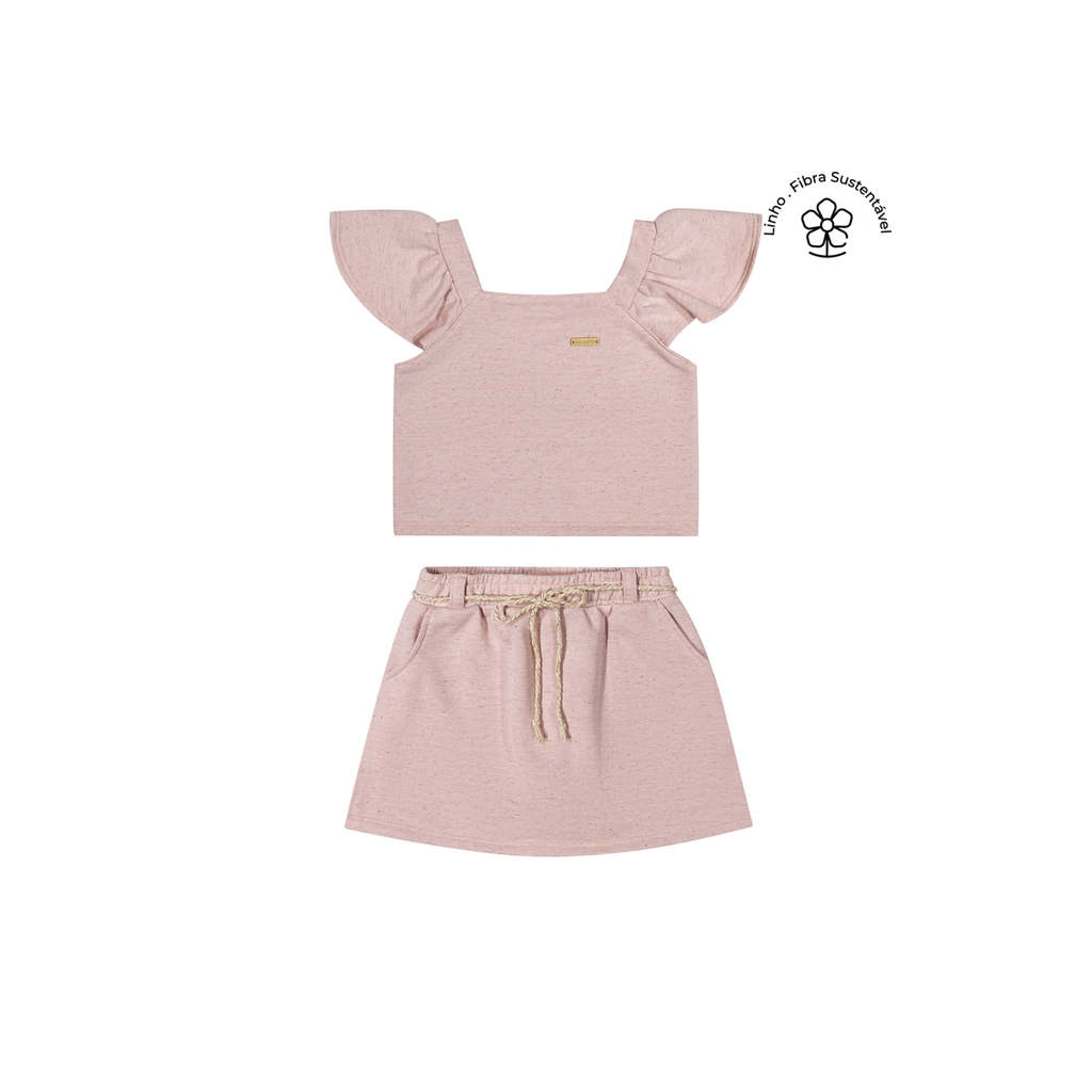 Conjunto Infantil Menina Moletinho Linho Colorittá Rosa em Oferta na Shopee