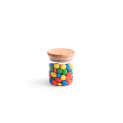 Pote de Vidro de Mantimentos 200ml C/ Tampa de Bambu Oikos