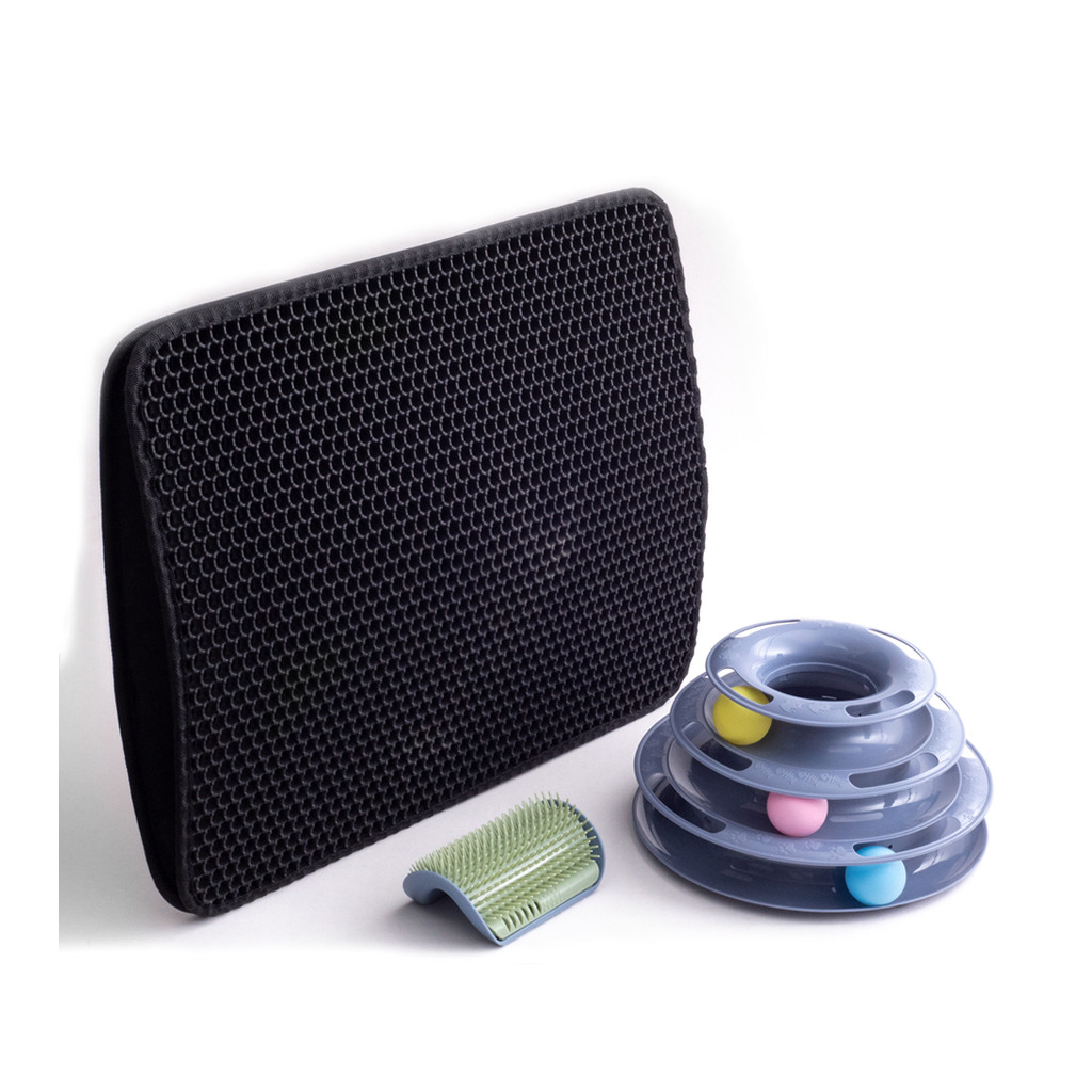 Kit Gatos com Torre de Bolinhas/Tapete/Escova Catnip - 3pçs Oikos Animal em Oferta na Shopee