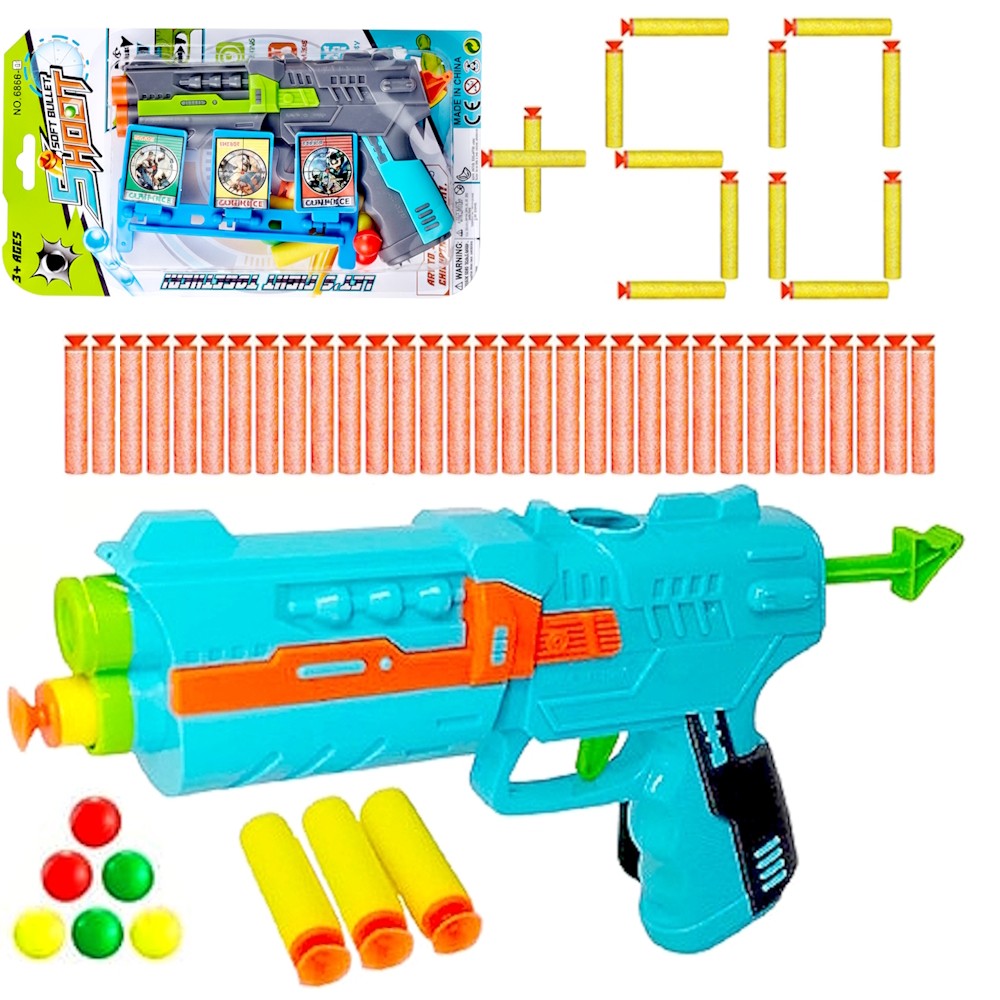 Arminha Lança Dardos e Bolinhas Pistola Nerf com 50 Dardos