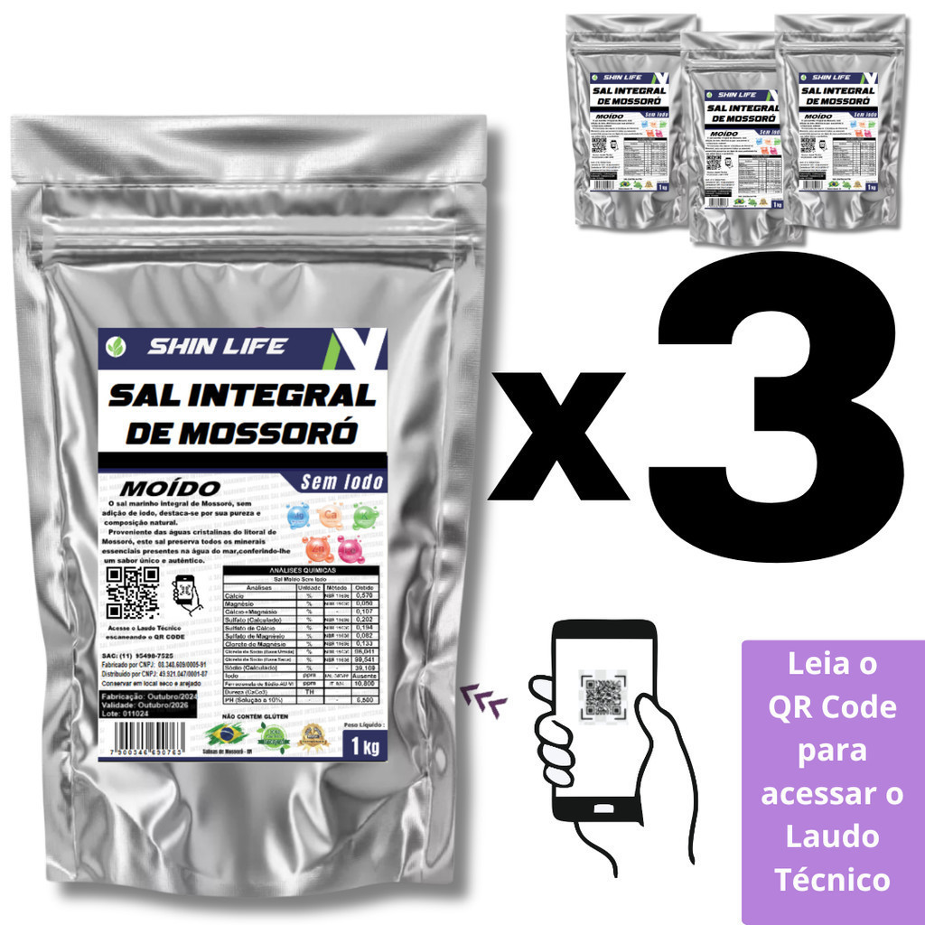 Sal Marinho 100% Integral Combo 3kg em Oferta na Shopee