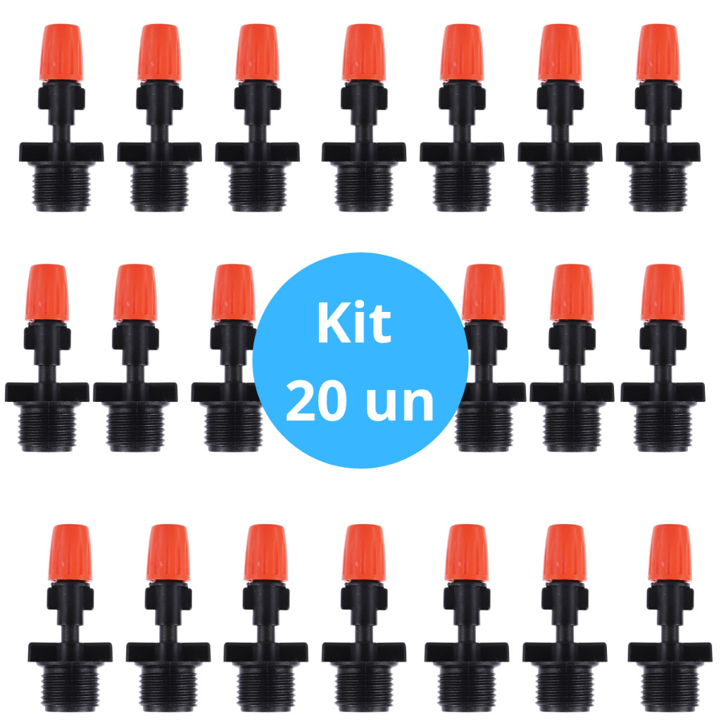 Kit 20 Bico Nebulizador Ajustável Aspersor Irrigação Rosca 1/2" Polegadas Cano Pvc Estufa Jardim Horta Plantas