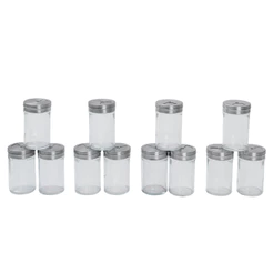 Kit 12 Porta temperos com tampa giratória inox e vidro 90ml - Mozcada