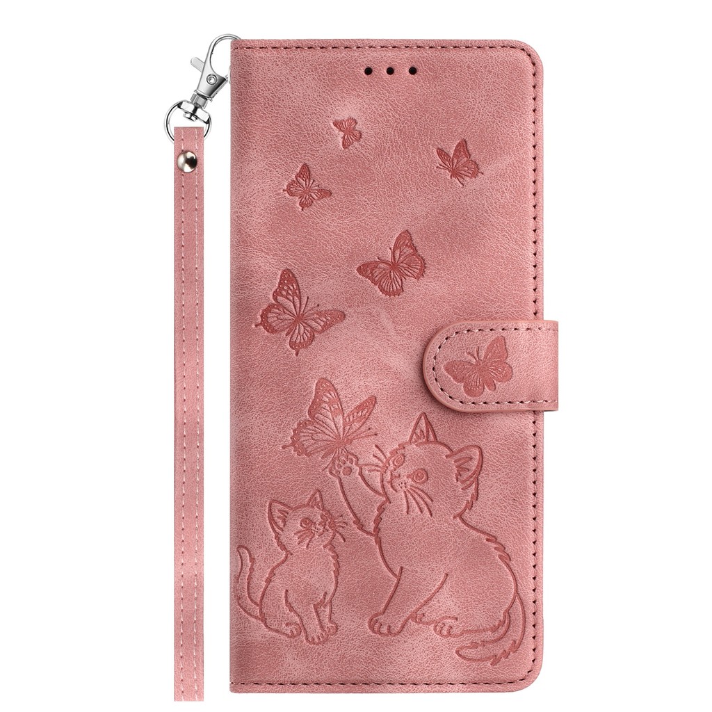 Samsung Galaxy A57 A37 A17 A07 A16 A26 A36 A56 A06 A15 A25 A35 A55 A14 A34 A54 4G 5G Kitty Cat Flor Em Relevo Carteira