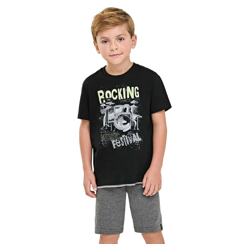 Conjunto Infantil Menino Rocking Elian Preto em Oferta na Shopee