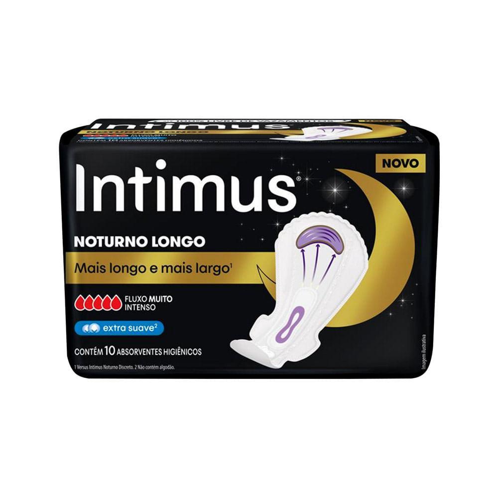 ABSORVENTE INTIMUS NOTURNO LONGO CONTEM 10 ABSORVENTES EXTRA SUAVE