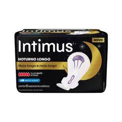 ABSORVENTE INTIMUS NOTURNO LONGO CONTEM 10 ABSORVENTES EXTRA SUAVE