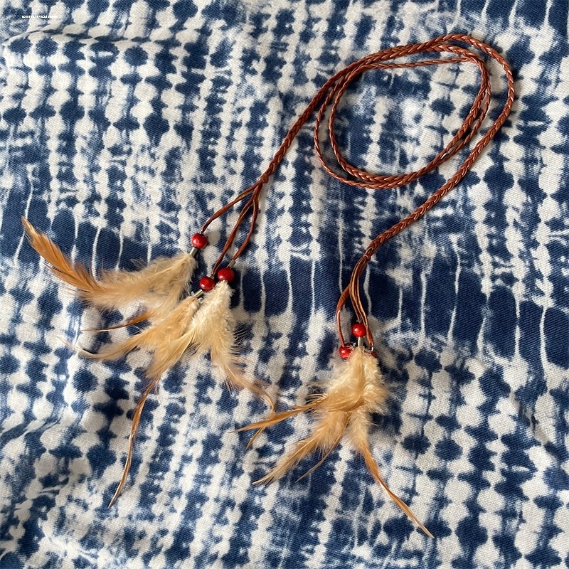 Senhoras mão-tecido cinto fino saia pena cinto decorativo versão coreana All-Match atado saia cinto cintura corda