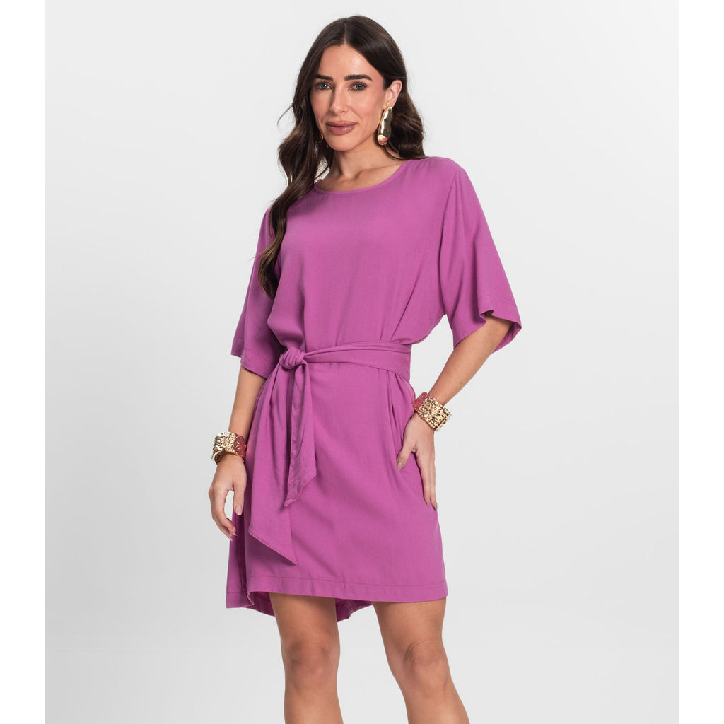 Vestido Curto Feminino Com Cinto Endless Rosa em Oferta na Shopee