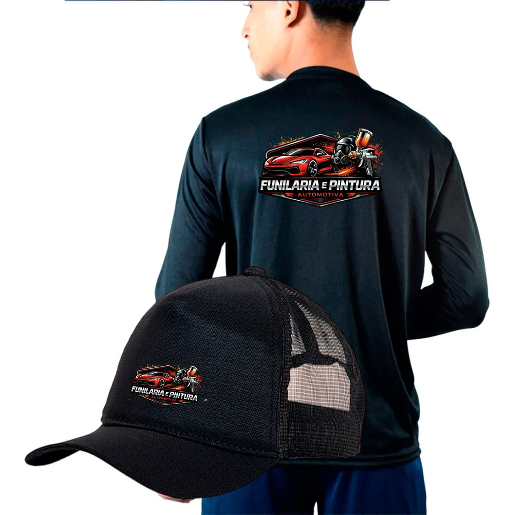 Kit Camiseta Funilaria E Pintura Com Boné Uniforme Funileiro