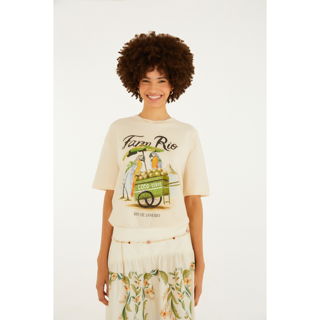 T-Shirt Media Carrinho De Coco Farm